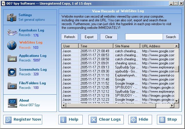 007 Spy Software Screenshot