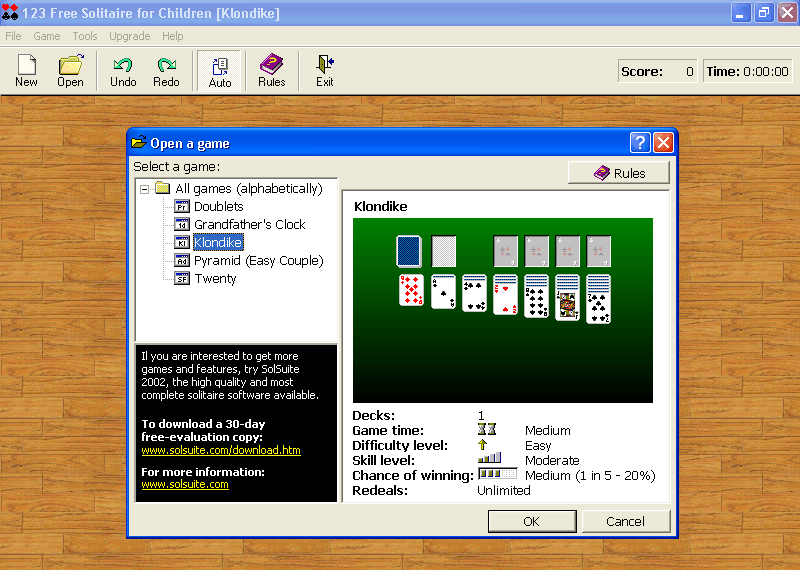 123 Free Solitaire 2003 for Children - Free Solitaire Card Games for Children Screenshot