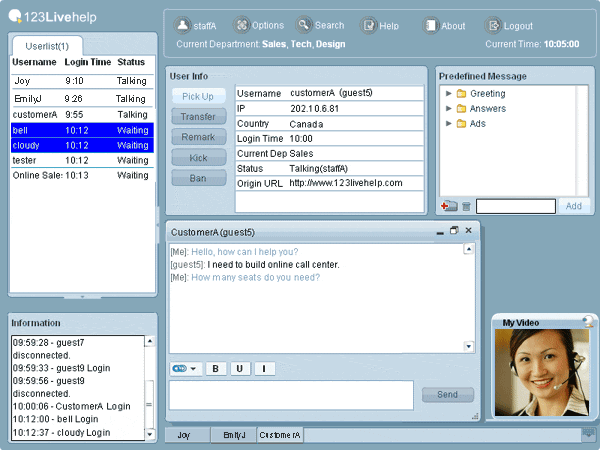 123 Live Help Chat Server Software Screenshot