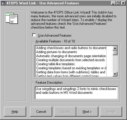4TOPS Office Link for MS Access 2000 Screenshot
