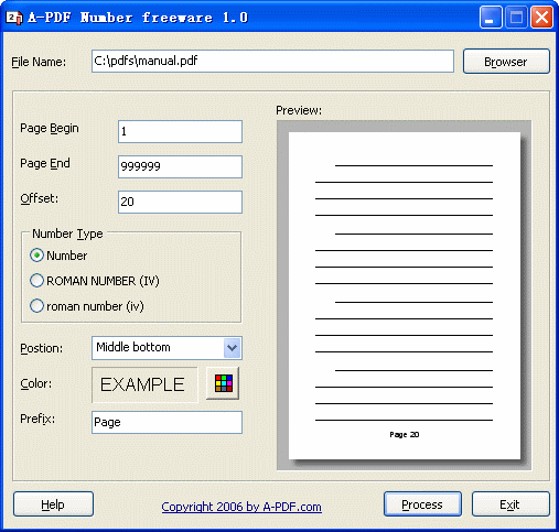 A-PDF Number Screenshot