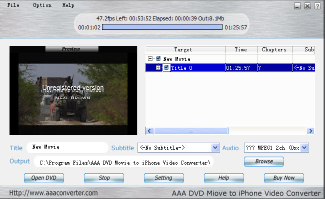 AAA  DVD To iPhone Converter Screenshot