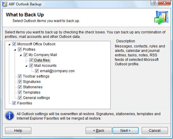 ABF Outlook Backup Screenshot