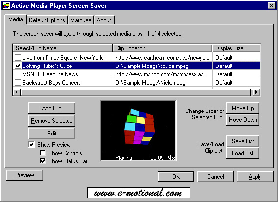 Active Media Player Screen Saver Screenshot