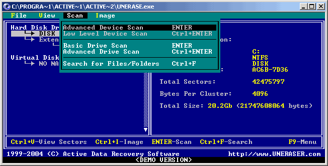Active UNERASER - Data Recovery Software Screenshot