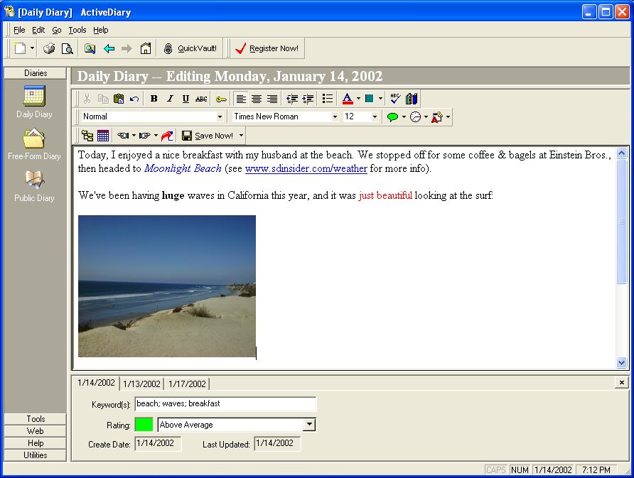 ActiveDiary Screenshot