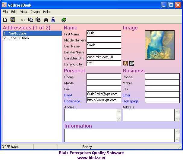 AddressBook by Blaiz Enterprises Screenshot