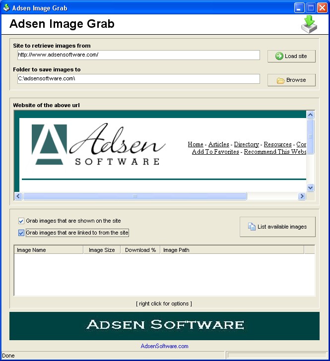 Adsen Image Grab Screenshot