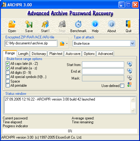 Advanced Archive Password Recovery Screenshot