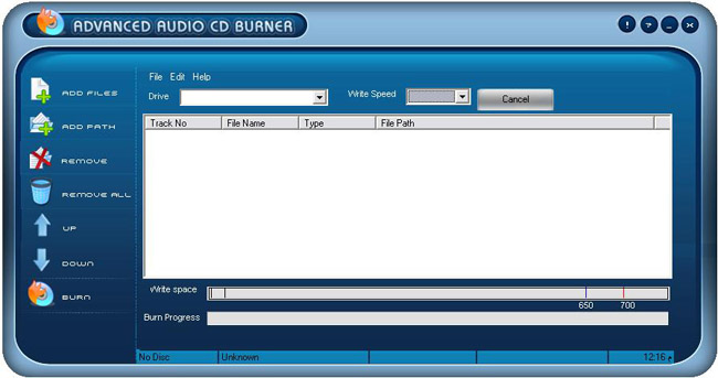 Advanced audio cd burner Screenshot
