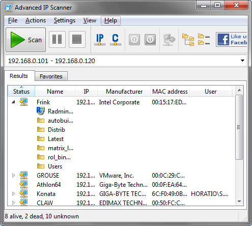 Advanced IP Scanner Screenshot