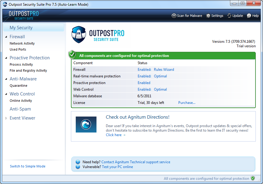 Agnitum Outpost Security Suite Pro Screenshot