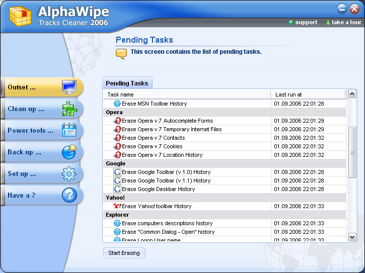 AlphaWipe Tracks Cleaner 2006 Screenshot