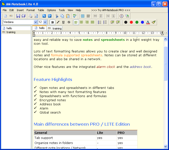 AM-Notebook Lite Screenshot