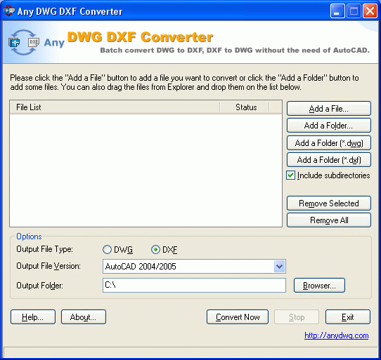 Any DWG to DXF Converter Screenshot