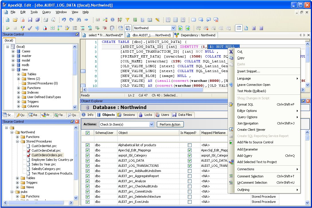 Apex SQL Edit Screenshot