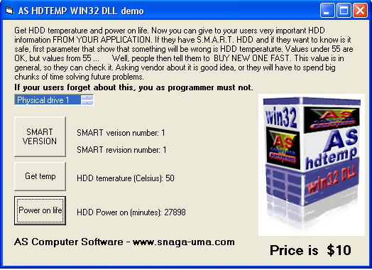 AS HDTEMP WIN32 DLL Screenshot