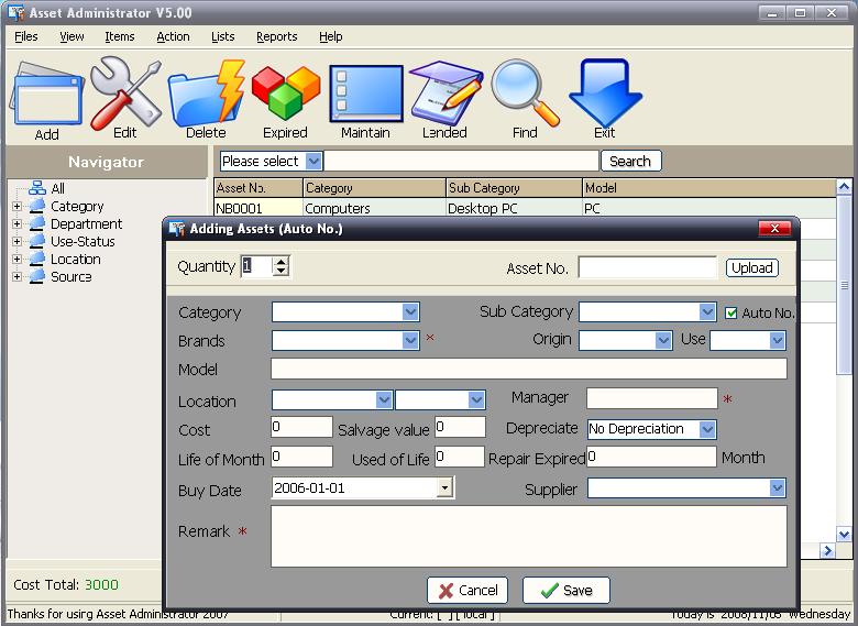 Asset Administrator 2007 Screenshot