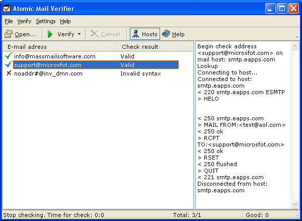 Atomic Mail Verifier Screenshot