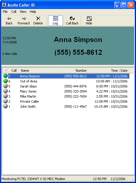 Audio Caller ID Screenshot