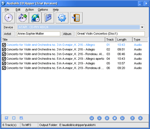 Audiolib CD Ripper Screenshot