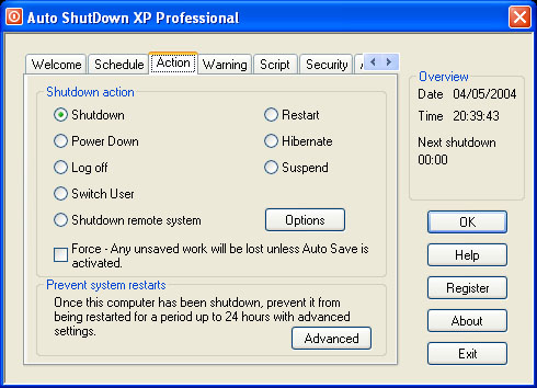 Auto ShutDown XP Professional 2005 Screenshot