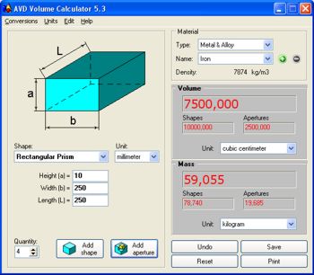 AVD Volume Calculator Screenshot