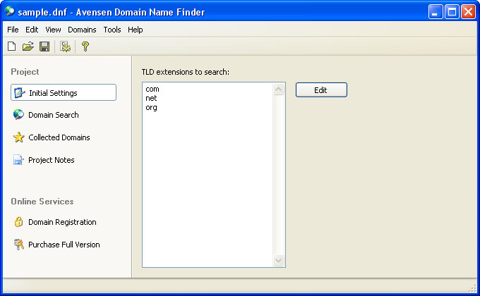 Avensen Domain Name Finder Screenshot