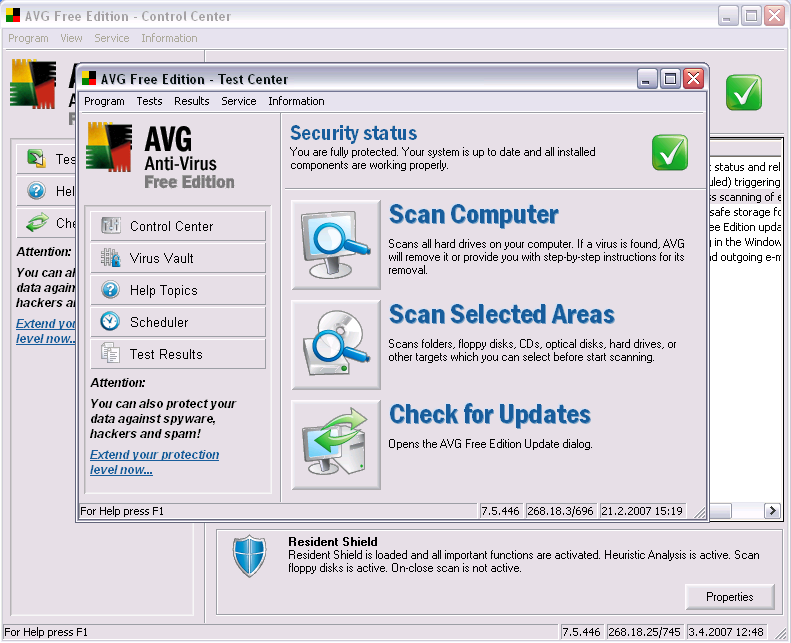 AVG Anti-Virus Free Edition Screenshot