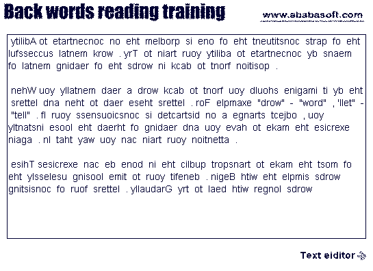 Back words free speed reading training Screenshot