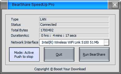 BearShare SpeedUp Pro Screenshot
