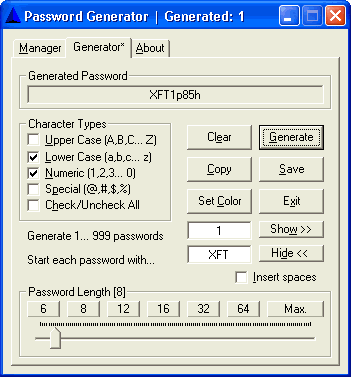 bitsoft Password Generator Screenshot