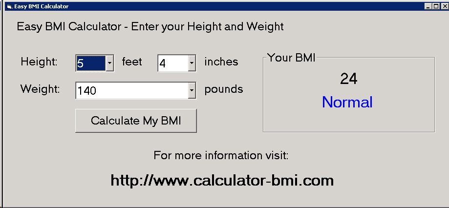 BMI Calculator Screenshot