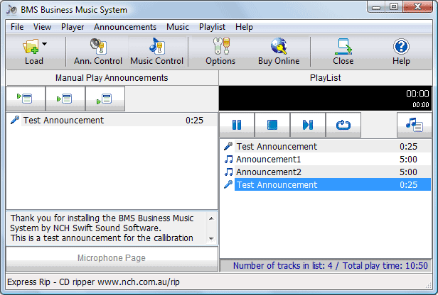 BMS Business Music System Screenshot