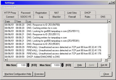 BrowseGate 3 NAT/Proxy Server + Firewall Screenshot