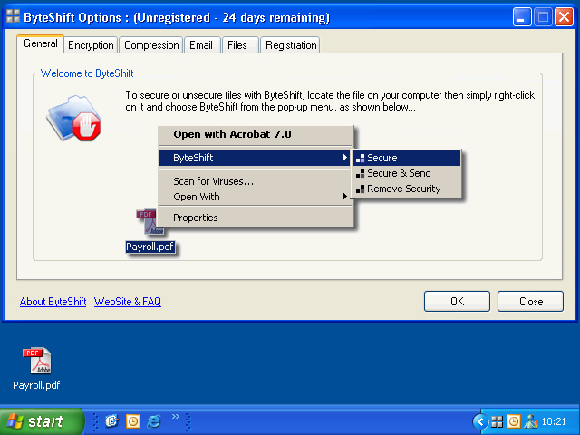 ByteShift File Encryption & Compression Screenshot