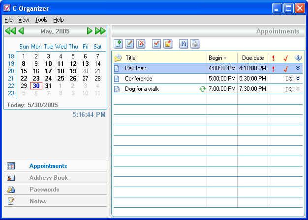 C-Organizer Screenshot