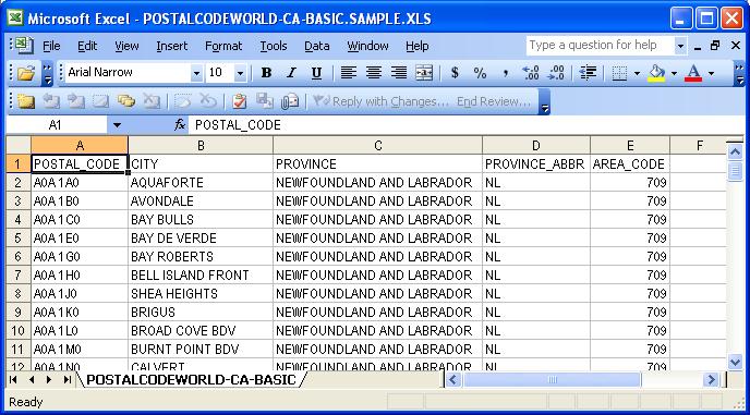 Canadian Postal Code Database (Basic Edition) Screenshot