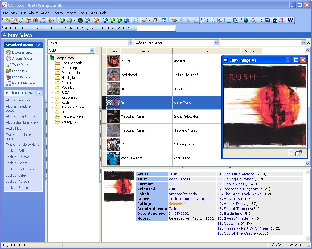 CATraxx  Music Database Screenshot