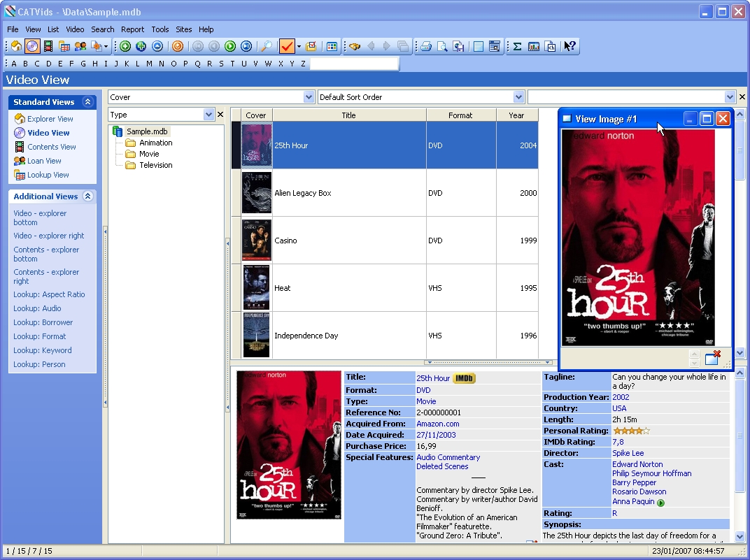 CATVids  DVD Database Screenshot