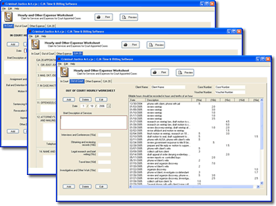 CJA Time and Billing Software Screenshot
