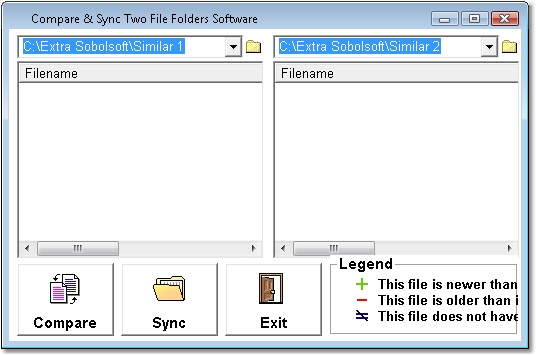 Compare & Sync Two File Folders Software Screenshot
