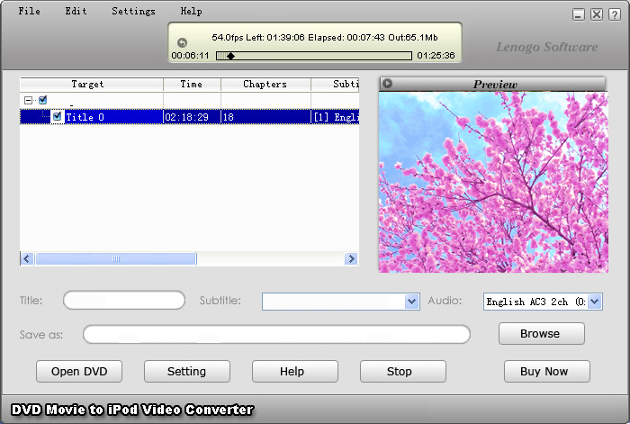 Convert DVD To iPod Screenshot