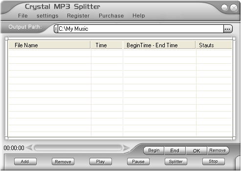 Crystal MP3 Splitter Screenshot