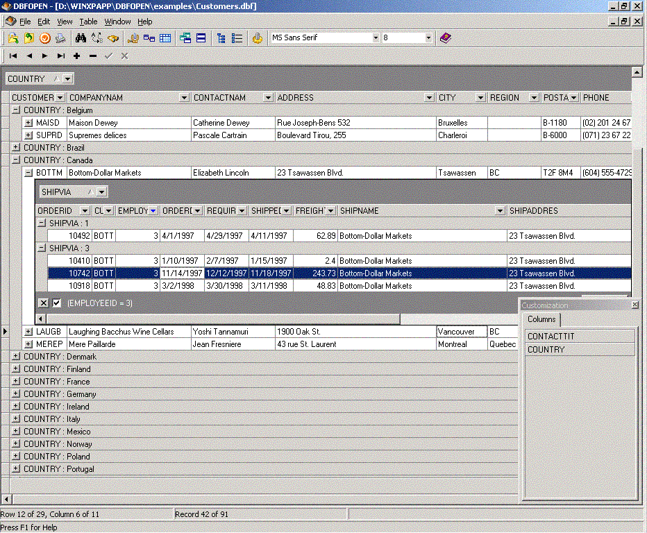 DBFOPEN (DBF Viewer and Editor) Screenshot