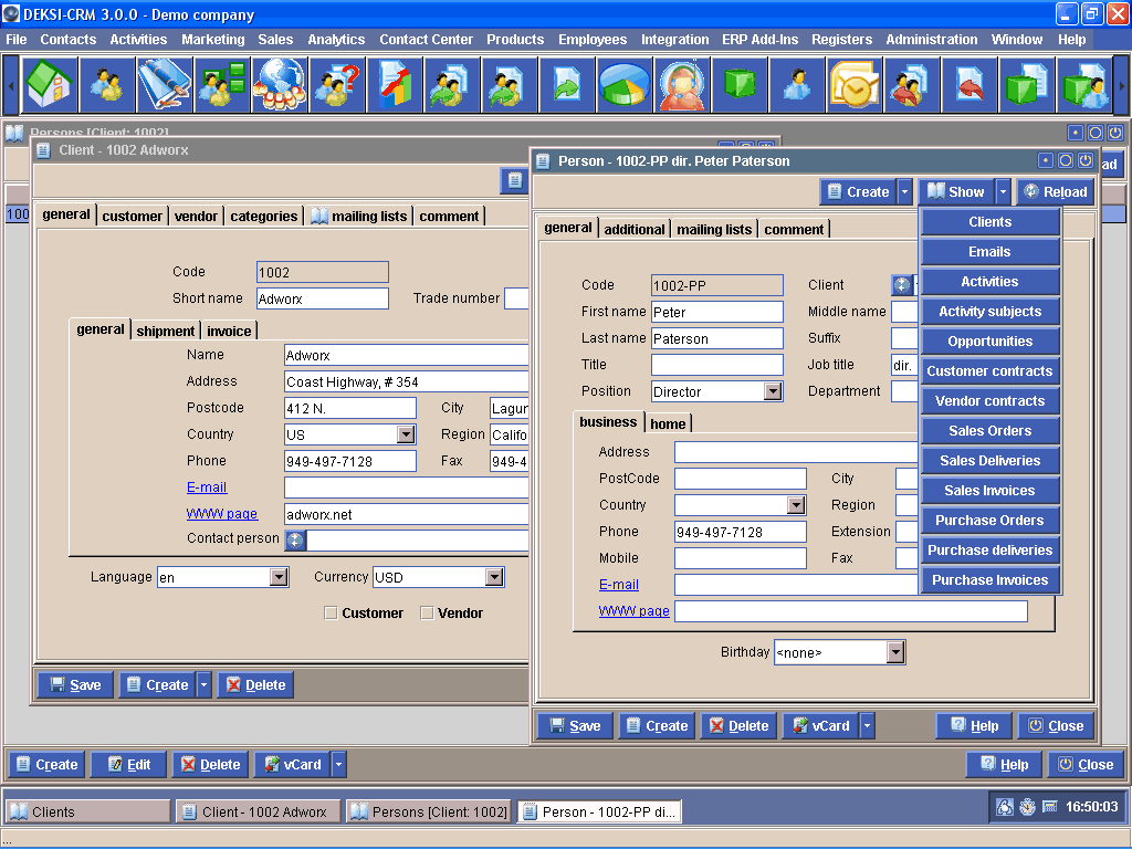 DEKSI CRM for Linux Screenshot