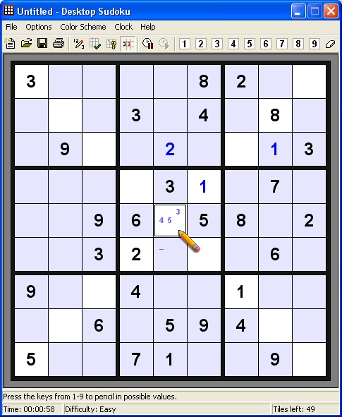Desktop Sudoku Screenshot