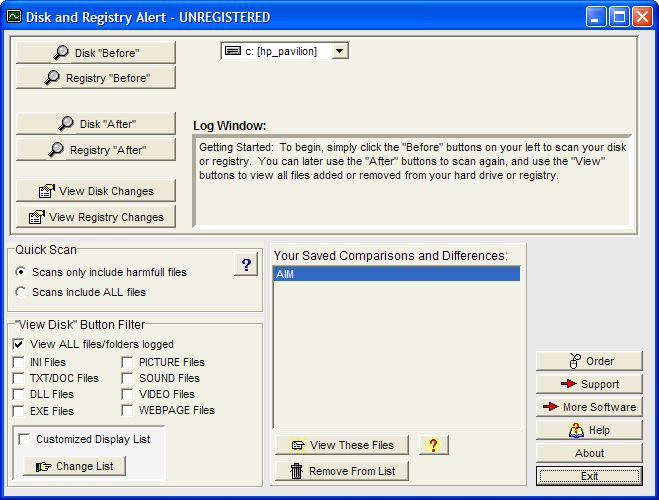 Disk and Registry Alert Screenshot