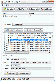 Duplicate File Sweeper Screenshot