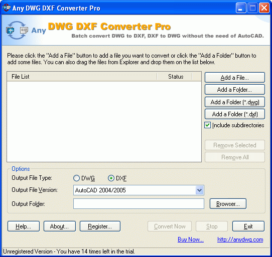DWG to DXF Converter Pro 2007 Screenshot